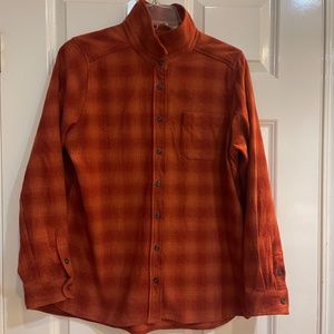Pendleton 100% Virgin Wool Shirt Jacket SOFT Button Up Orange Red Plaid Warm M/L